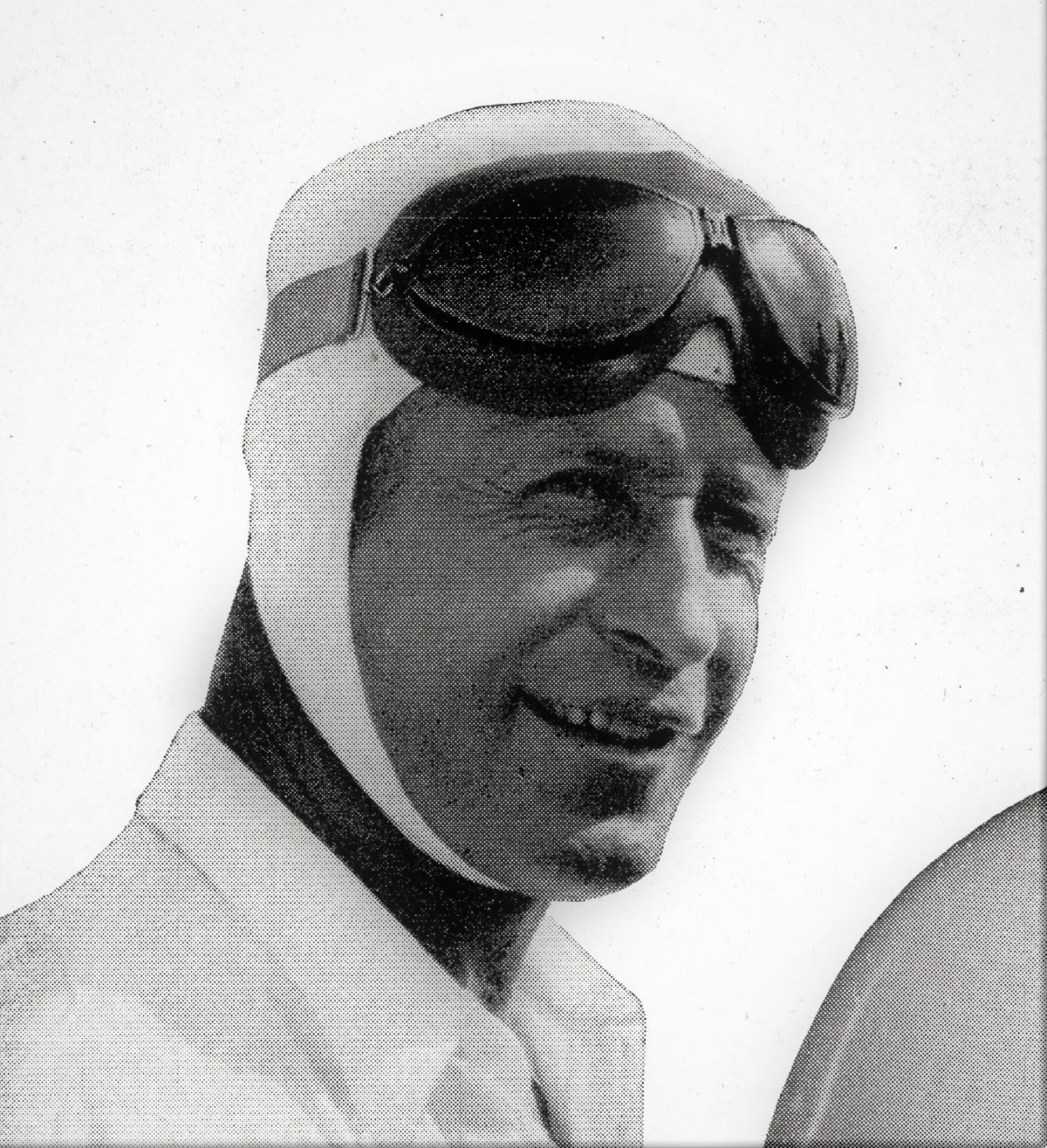 Ab Jenkins in a driving helmet and goggles