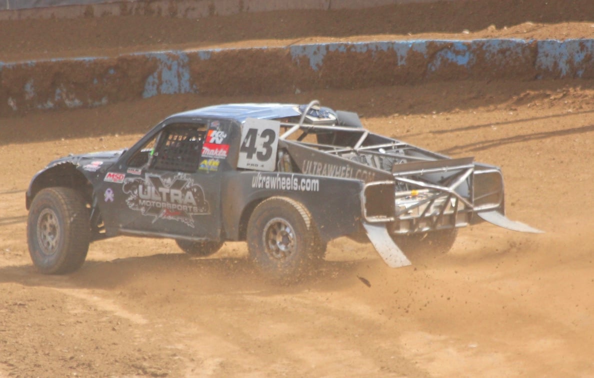 Curt LeDuc’s Pro 4 truck #43 at Crandon International Off-Road Raceway, Sept 1, 2013 — photo by Royalbroil