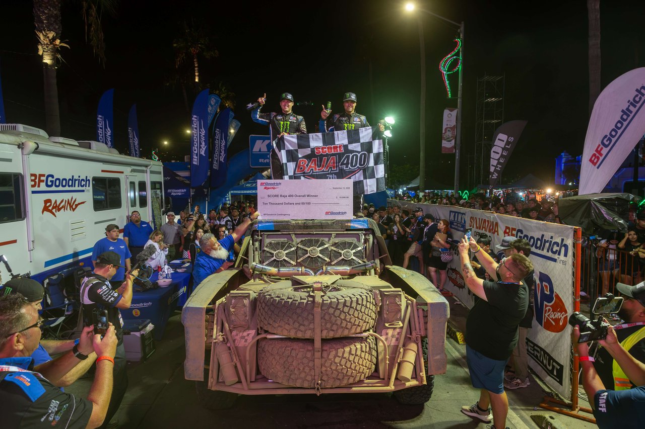 Luke McMillin and Jason Duncan #83 Mason Motorsports Trophy Truck at SCORE Baja 400 awards — GetSome / SCORE