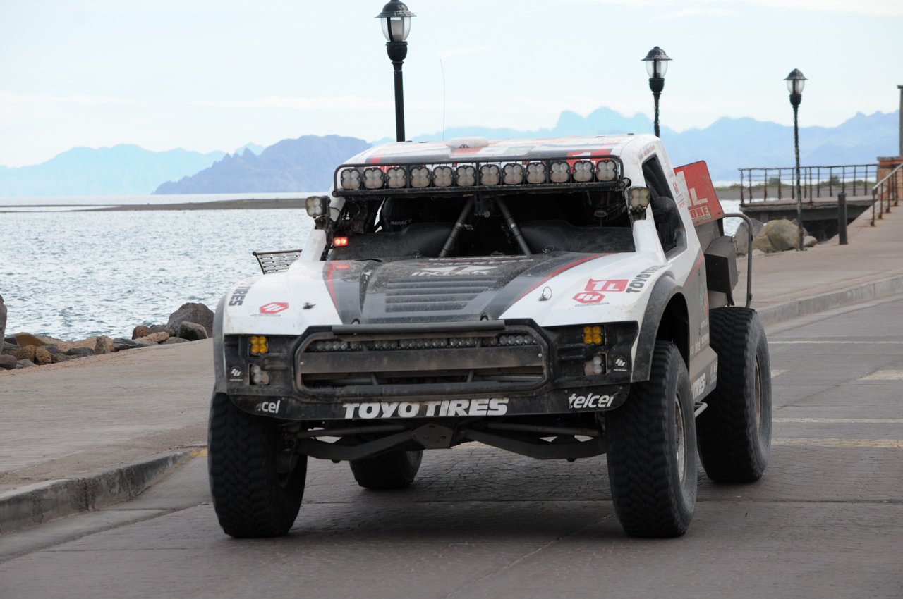 Trophy Truck on the Malecón — Baja 1000 archival — photo by Andy Blackledge