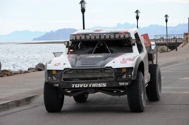 Trophy Truck on the Malecón — Baja 1000 archival — photo by Andy Blackledge