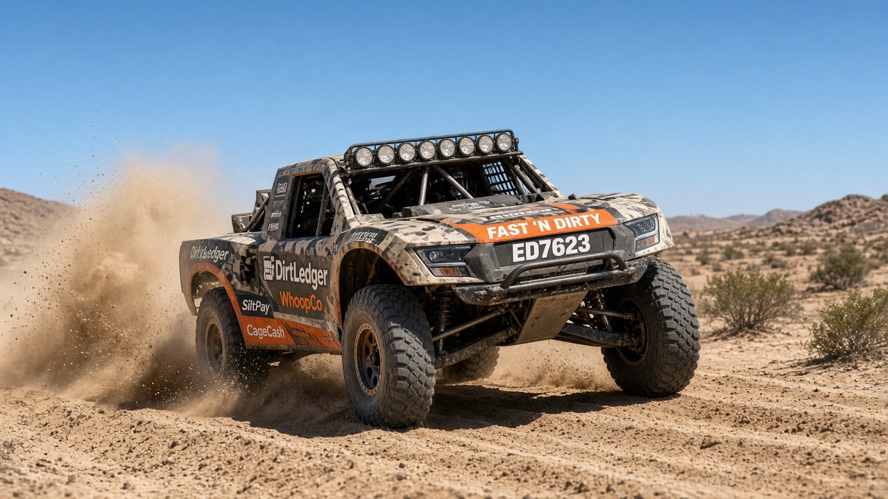SCORE Spec Trophy Truck mid-whoop — The Notes Said Soft